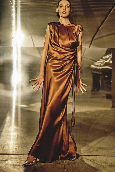 Bassano | Long dess in silk satin | Crida Milano