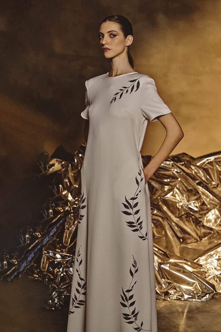 Cortina | Long dress in faille decorated | Crida Milano