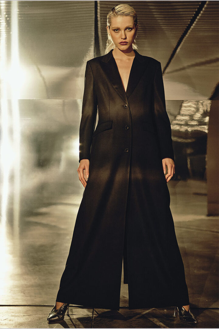 Tuxedo | Maxi coat in faille and silk satin | Crida Milano