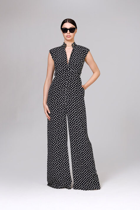 Punta Ala - Jumpsuit in crêpe de chine a pois | Crida Milano